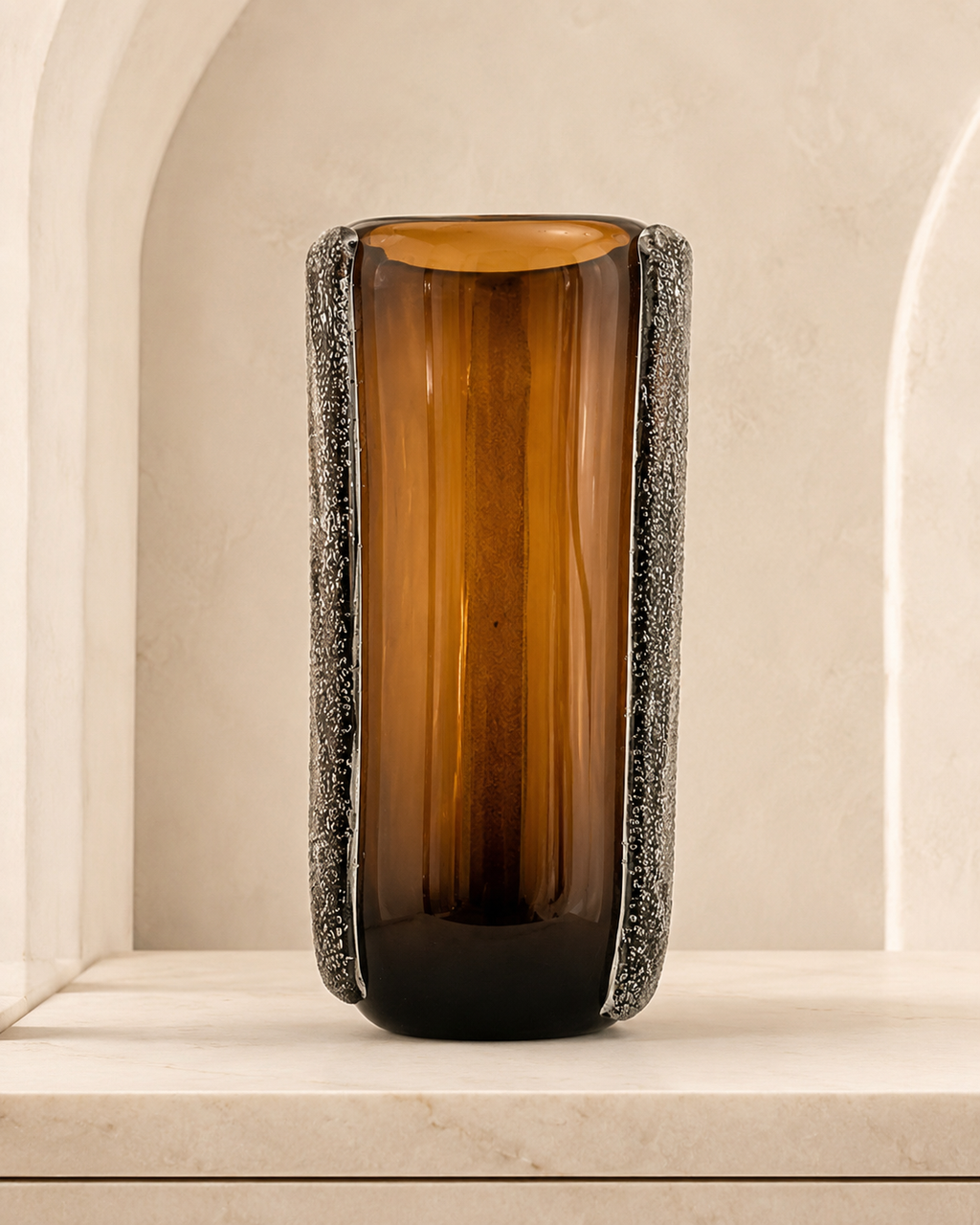Smoked Murano Art Glass Vase