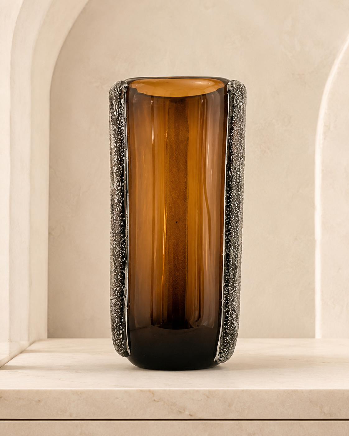 Smoked Murano Art Glass Vase
