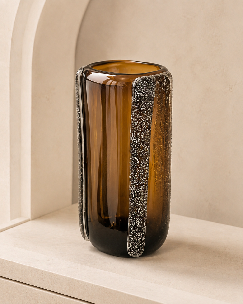 Smoked Murano Art Glass Vase