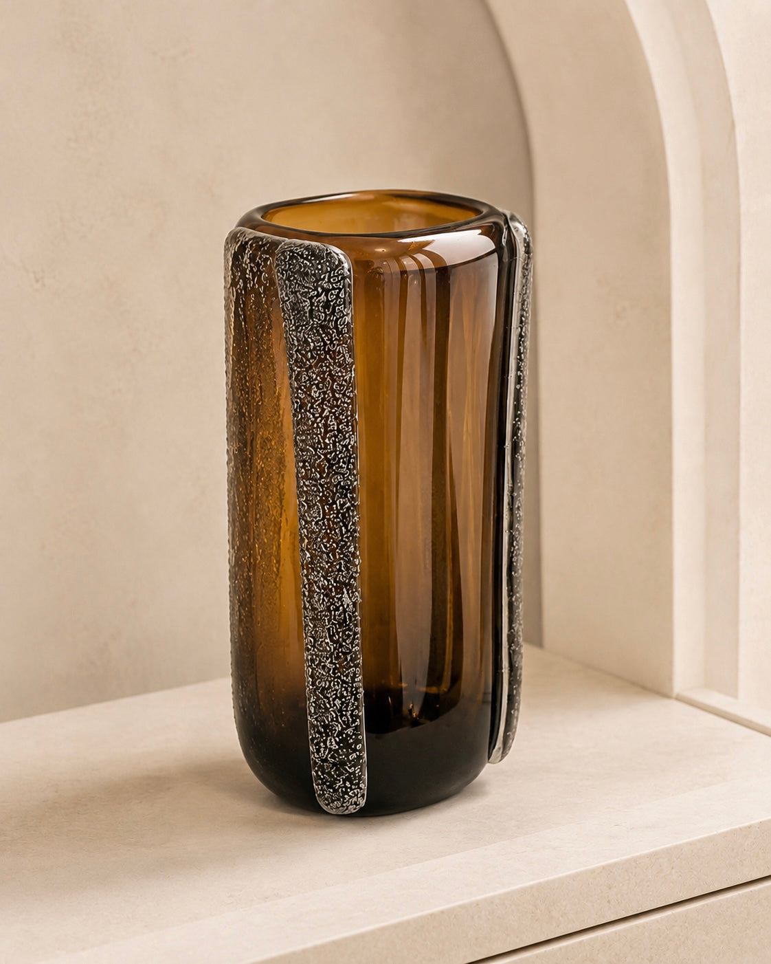 Smoked Murano Art Glass Vase