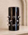 Smoked Murano Art Glass Vase with Sculptural Bubble Accents