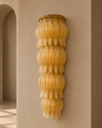 Pair of Amber Murano Cascading Leaf Glass Wall Sconces