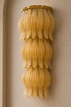 Pair of Amber Murano Cascading Leaf Glass Wall Sconces