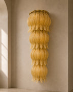 Pair of Amber Murano Cascading Leaf Glass Wall Sconces